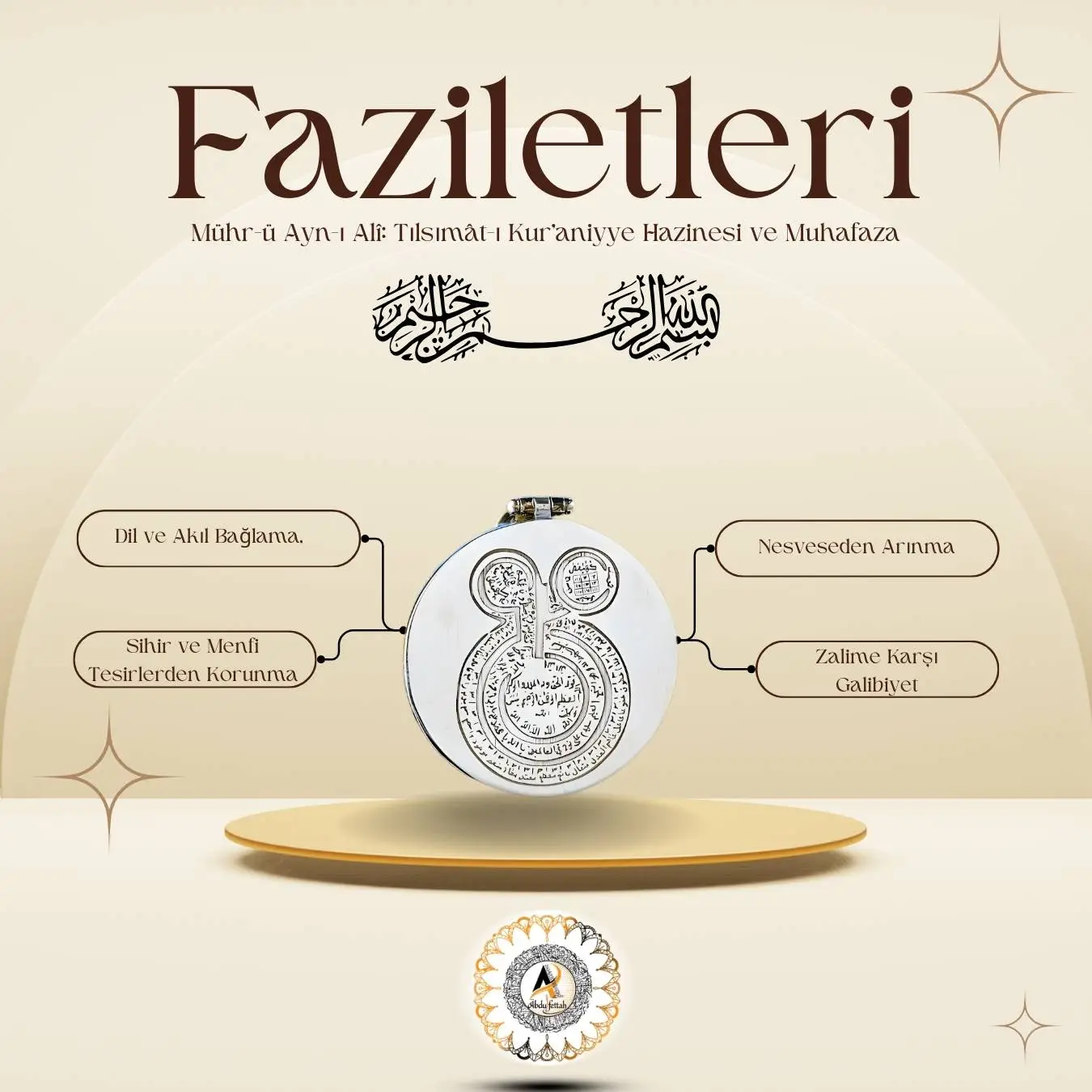 Cin ve sihir şerrinden muhafaza için hazırlanan Ayn-ı Ali mührü detayları.