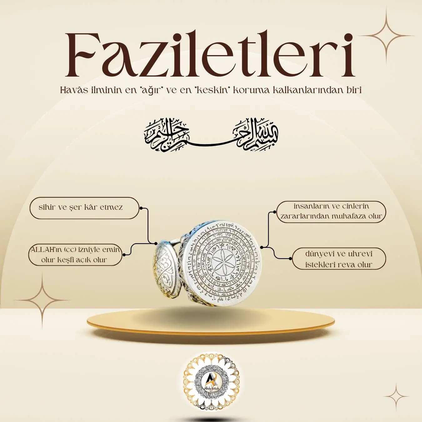 Zahiri ve batıni saldırılardan, sihir şerrinden koruyan havas mührü detayı.