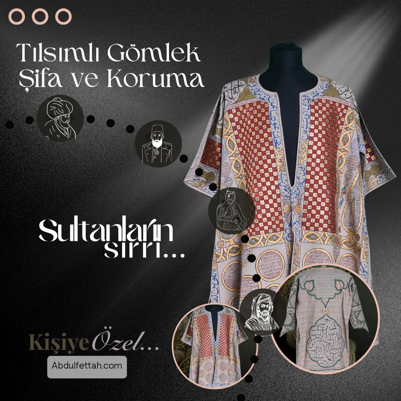 Üzerinde ayet ve vefklerin işlendiği, kişiye özel hazırlanan el yapımı tılsımlı koruma gömleği.