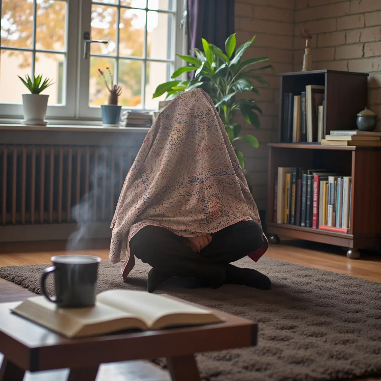 Manevi köşede asılı duran havas ilmi rabıta ve davet şalı.