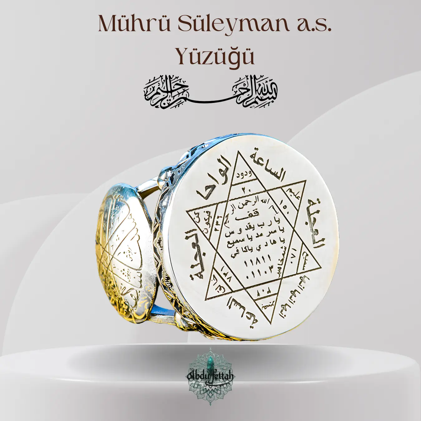 Hakiki Mühr-ü Süleyman işlenmiş tılsımlı gümüş erkek yüzüğü.