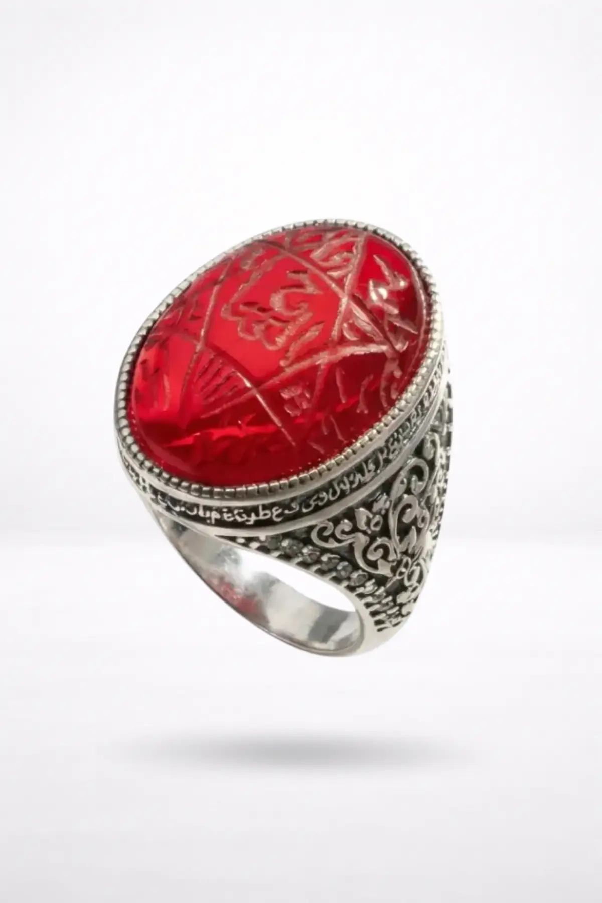 Mühr-ü Süleyman (Hâtem-i Süleyman) Gümüş Yüzük (Kırmızı Akik) - Otorite ve Cesaret Sırrı