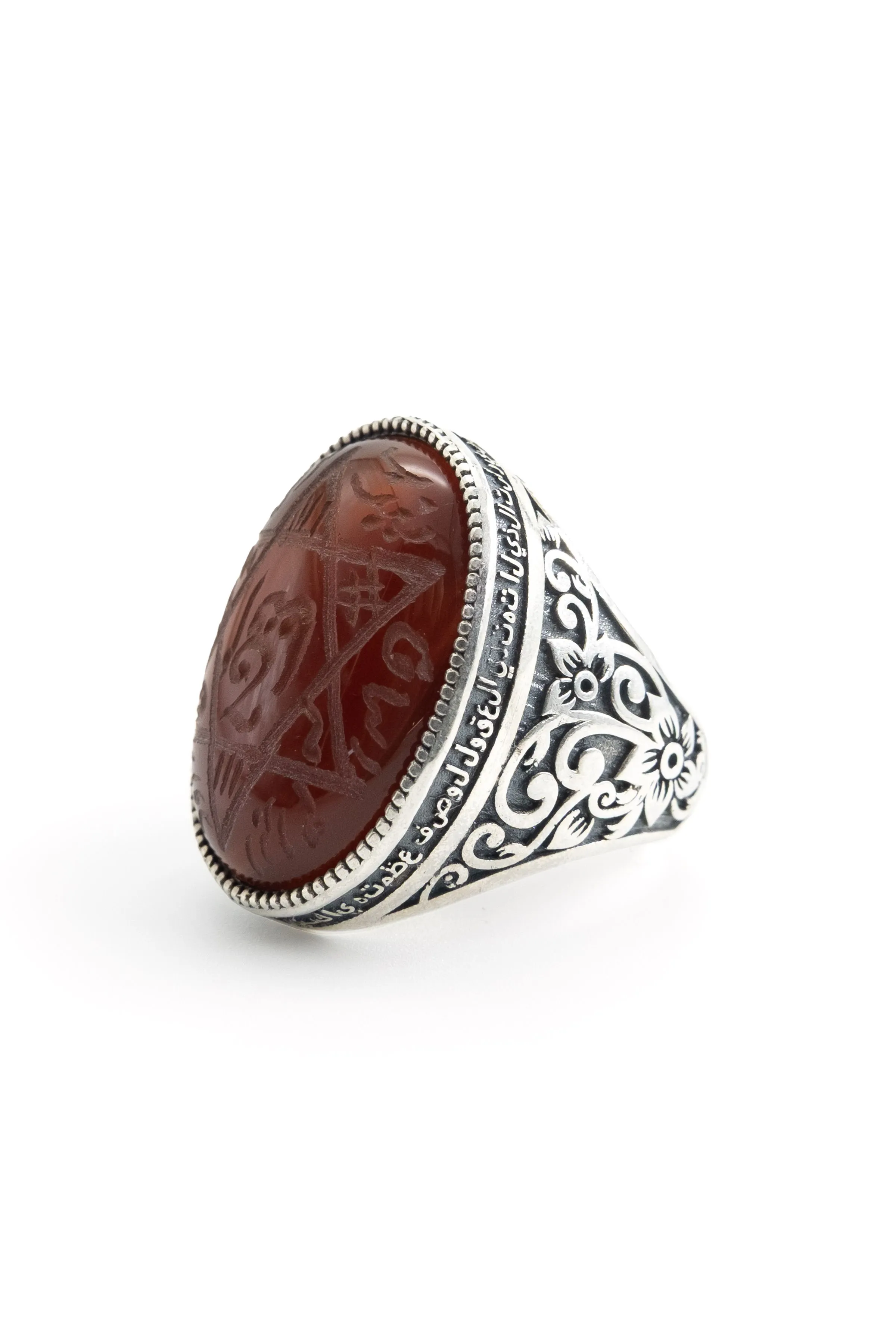 Mühr-ü Süleyman (Hâtem-i Süleyman) Gümüş Yüzük (Kırmızı Akik) - Otorite ve Cesaret Sırrı