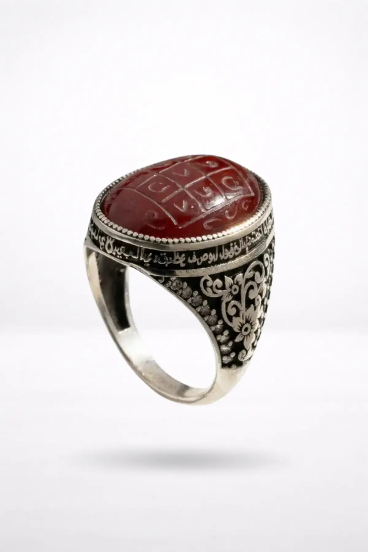 Tılsım-ı Nur Vefkli Gümüş Yüzük (Kırmızı Akik) - Sırr-ı Muhabbet ve İçsel Aydınlık
